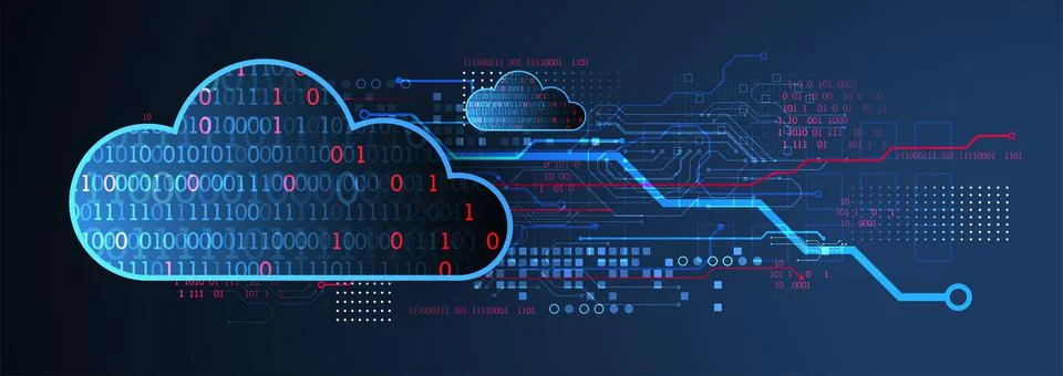 Cloud storage technology. Integrated digital web concept background. Illustrazione stock