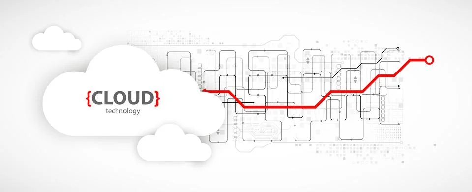Cloud storage technology. Integrated digital web concept background. Illustrazione stock
