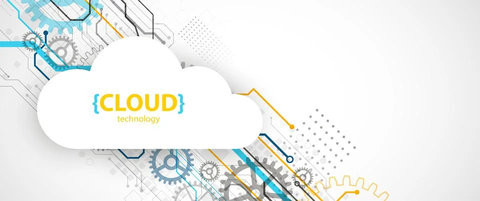 Cloud storage technology. Integrated digital web concept background. Stock Illustration