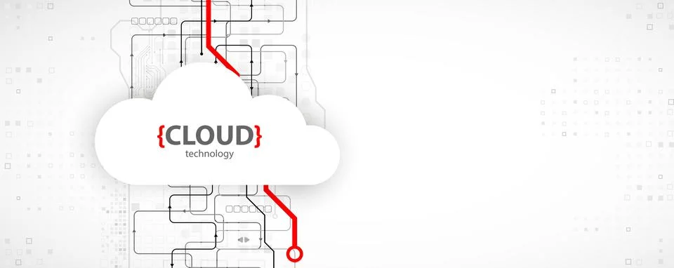 Cloud storage technology. Integrated digital web concept background. Illustrazione stock