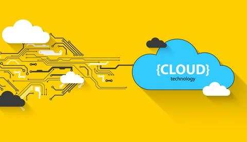 Cloud storage technology. Integrated digital web concept background. Illustrazione stock