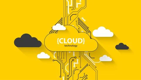 Cloud storage technology. Integrated digital web concept background. Stock Illustration