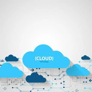 Cloud storage technology. Integrated digital web concept background. Stock Illustration