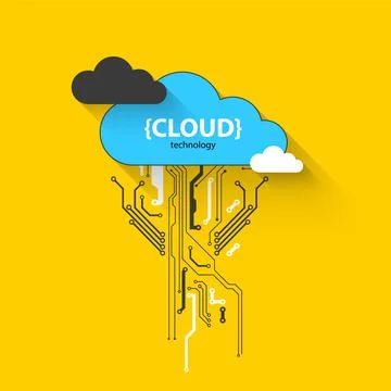 Cloud storage technology. Integrated digital web concept background. Illustrazione stock
