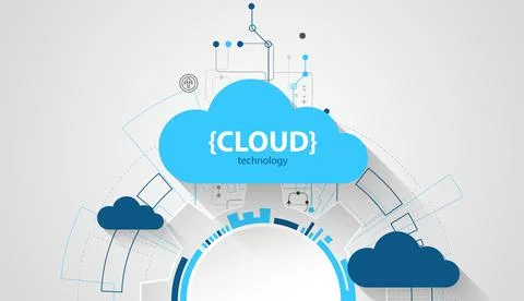 Cloud storage technology. Integrated digital web concept background. Illustrazione stock