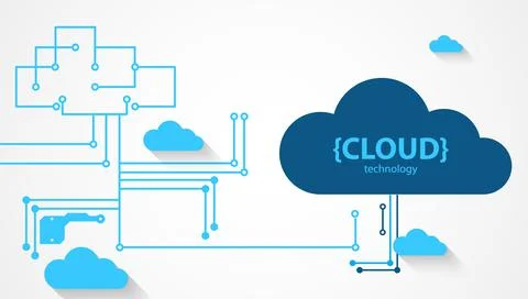 Cloud storage technology. Integrated digital web concept background. Illustrazione stock