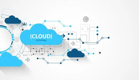 Cloud storage technology. Integrated digital web concept background. Stock Illustration