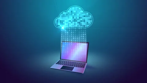 Cloud storage technology. laptop connection. Internet data transmission 스톡 동영상 154948087