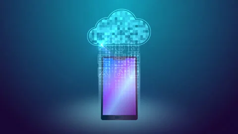 Cloud storage technology. mobile phone connection. Internet data transmission Stock Footage 154950788
