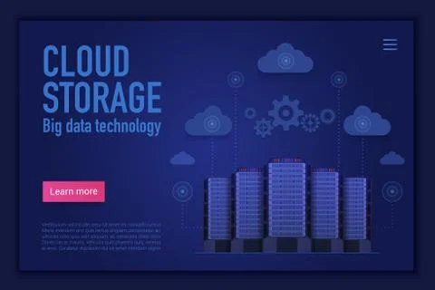 Cloud storage technology vector landing page template Stock Illustration