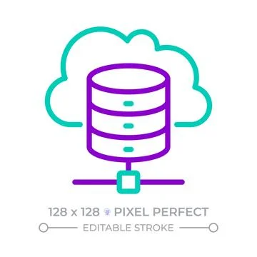 Cloud storage two color line icon Stock Illustration