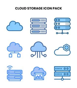 Cloud Storage Two Colour Collection Icons Pack イラスト素材