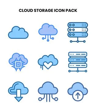 Cloud Storage Two Colour Design Icons Pack イラスト素材