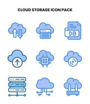 Cloud Storage Two Colour Set Icons Pack Illustrazione stock