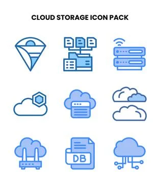 Cloud Storage Two Colour UI Icons Pack Stock Illustration