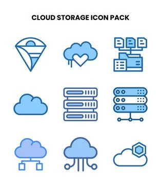 Cloud Storage Two Colour UI Icons Pack 스톡 일러스트