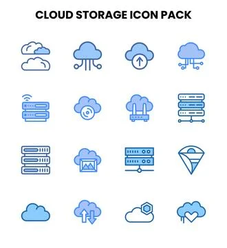 Cloud Storage Two Colour Vector Icons Pack イラスト素材