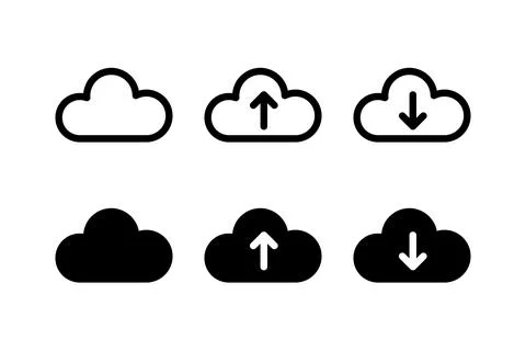 Cloud Storage Upload And Download Icons Set Stock Illustration