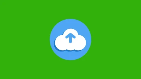 Cloud storage upload animation icon on green screen Stock Footage 339828869