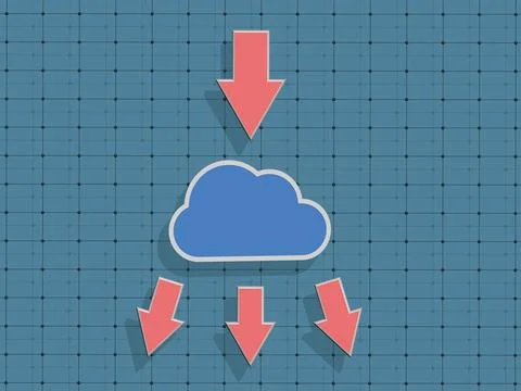 Cloud storage. Uploading information to the server and distributing it to dev Stock Illustration