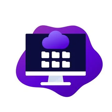 Cloud storage vector icon with a computer Stock Illustration