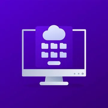 Cloud storage vector icon, personal data in folders Stock Illustration