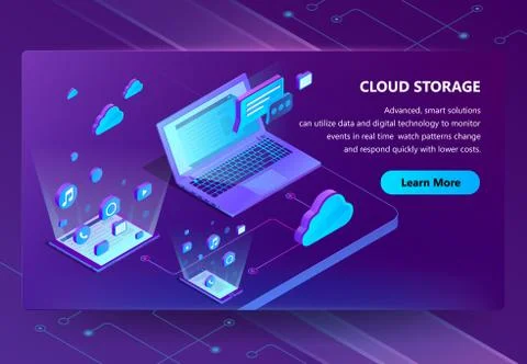 Cloud storage vector isometric concept background 스톡 일러스트