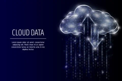 Cloud storage vector polygonal art style illustration 스톡 일러스트
