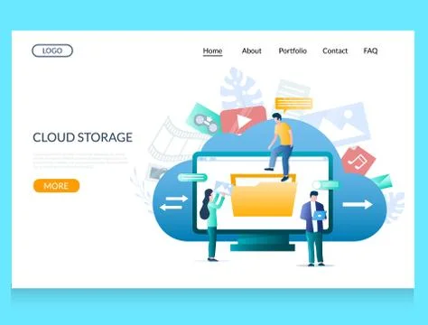 Cloud storage vector website landing page design template イラスト素材