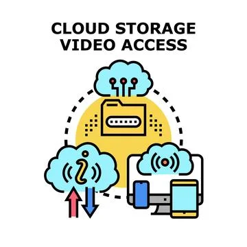 Cloud storage video access concept illustration 库存插图