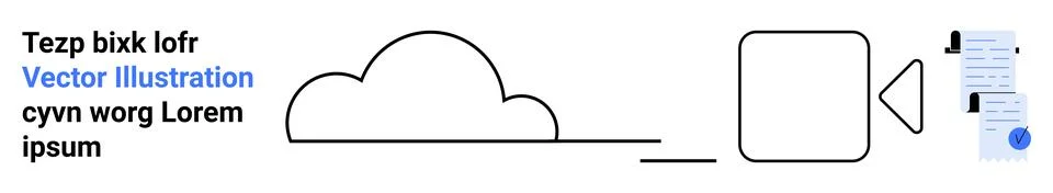 Cloud Storage with Video Streaming and Collaborative Documents Concept 스톡 일러스트