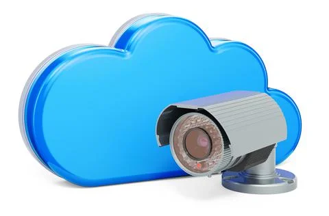 Cloud Storage for Video Surveillance Camera concept, 3D rendering Illustrazione stock