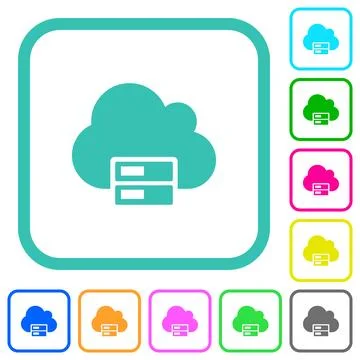 Cloud storage vivid colored flat icons Illustrazione stock