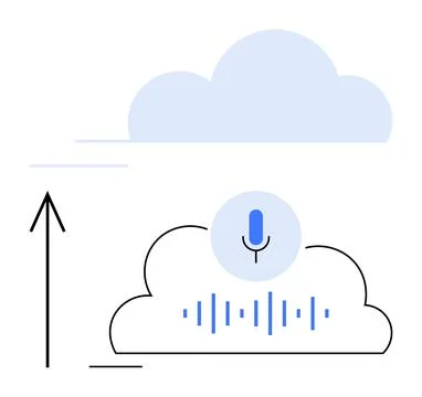 Cloud Storage with Voice Command and Data Upload Concept Stockillustratie