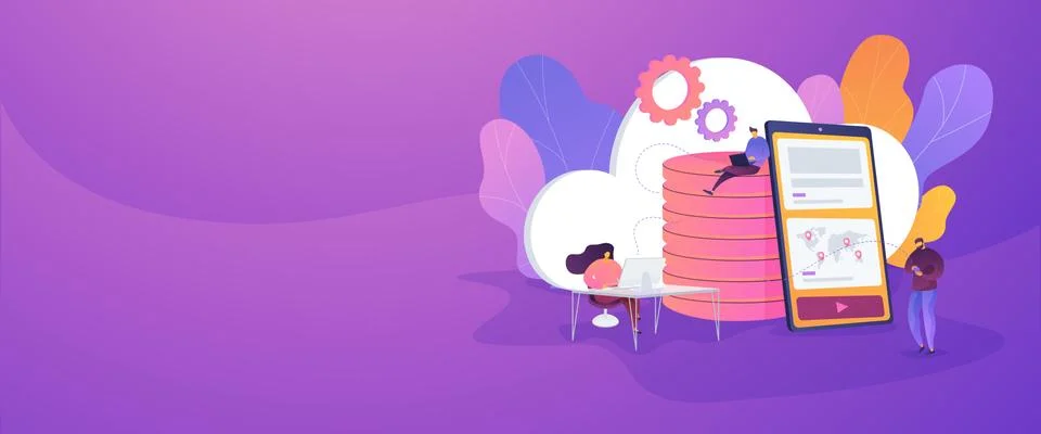 Cloud storage web banner concept. Stock Illustration