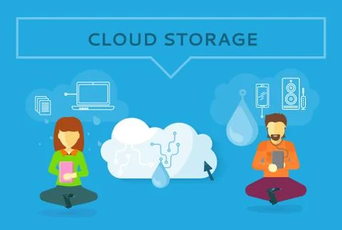 Cloud Storage Web Banner in Flat Style Stockillustratie