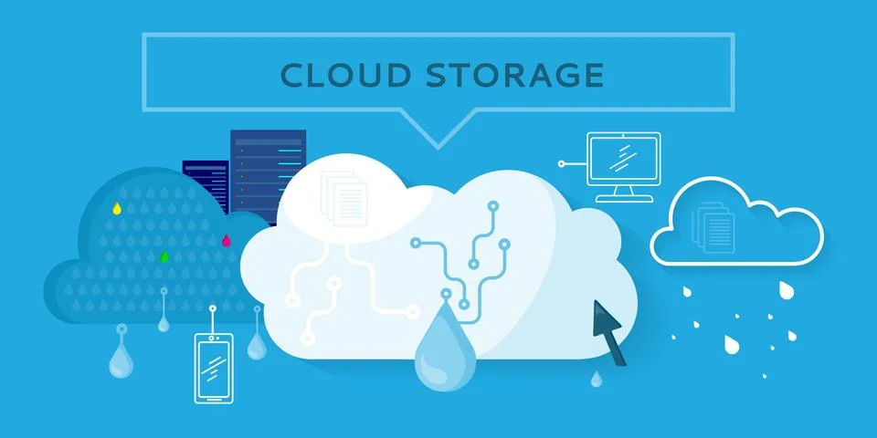 Cloud Storage Web Banner in Flat Style Illustrazione stock