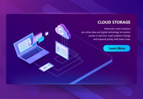 Cloud storage web technology illustration background Stock Illustration