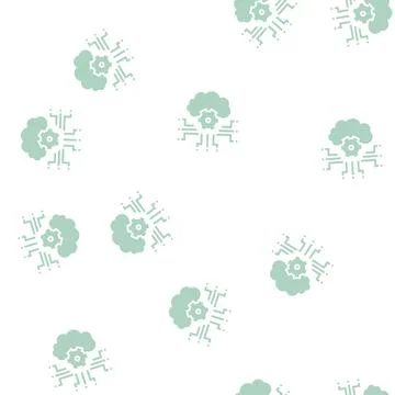 Cloud storaging and working glyph seamless pattern Stock Illustration