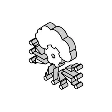 Cloud storaging and working isometric icon vector illustration Stock Illustration