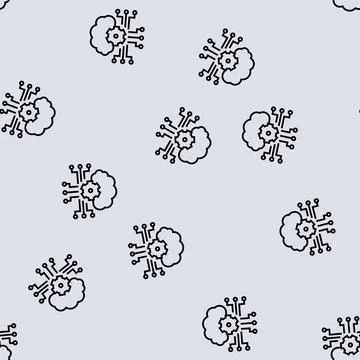Cloud storaging and working line seamless pattern Stock Illustration