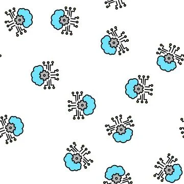 Cloud storaging and working vector seamless pattern Stock Illustration
