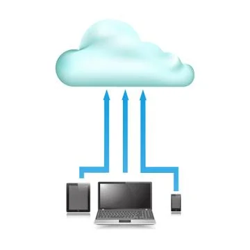 Cloud store data upload communication device Stock Illustration