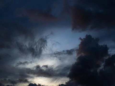 Cloud storm sky dark halloween background rain lightning thunder stoumy Stock Photos