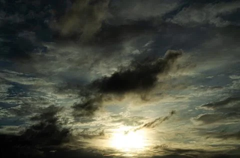 Cloud storm sky dark rain lightning thunder stoumy typhoon Nature light Stock Photos