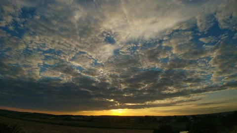 The cloud stream on the picturesque sunset background, time lapse Stock Footage 91400168