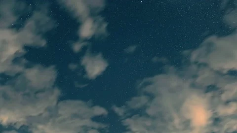 The cloud stream on starry sky background. time lapse Stock Footage 160424763