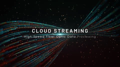 Cloud Streaming Text Reveal Motion Video Background with Fiber Optic Light .. Stock Footage 345333920