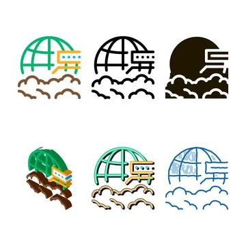 Cloud styleset science icon vector outline Stock Illustration