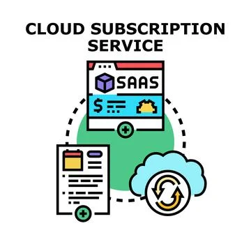 Cloud subscription service choosing saas platform model Illustrazione stock